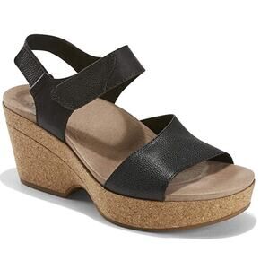 Earth Sandals Dark Academia Size 11 Khaya Kella Leather Open Toe Platform Black